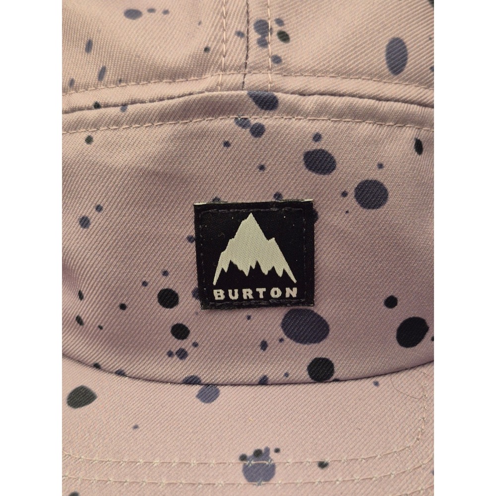 Burton Mens 5 Panel Camper Hat Purple Black Paint Splatter Logo Adjustable Cap - Picture 3 of 16